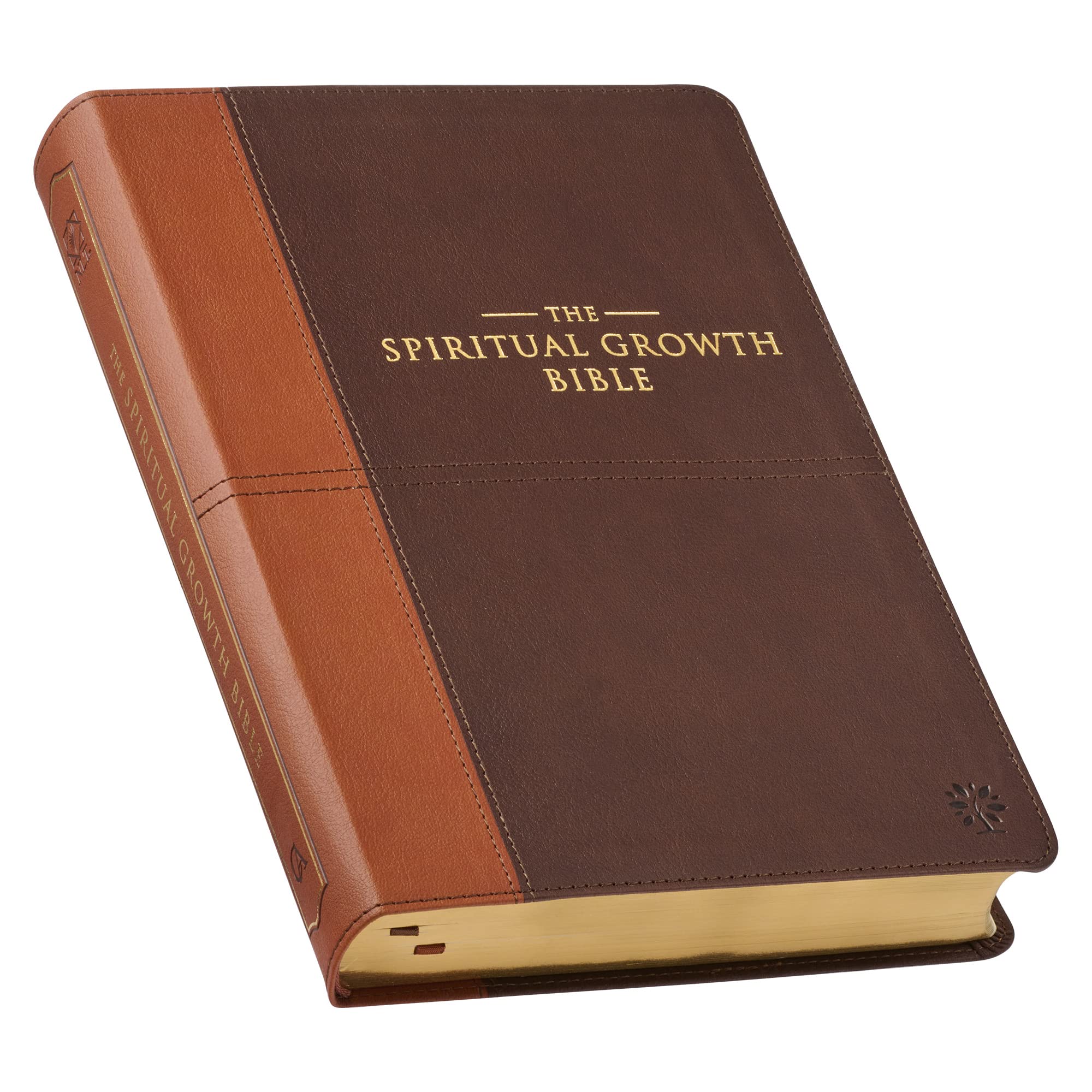 The Spiritual Growth Bible, Study Bible, NLT - New Living Translation Holy Bible, Faux Leather, Chocolate Brown/Ginger by Christian Art Gifts