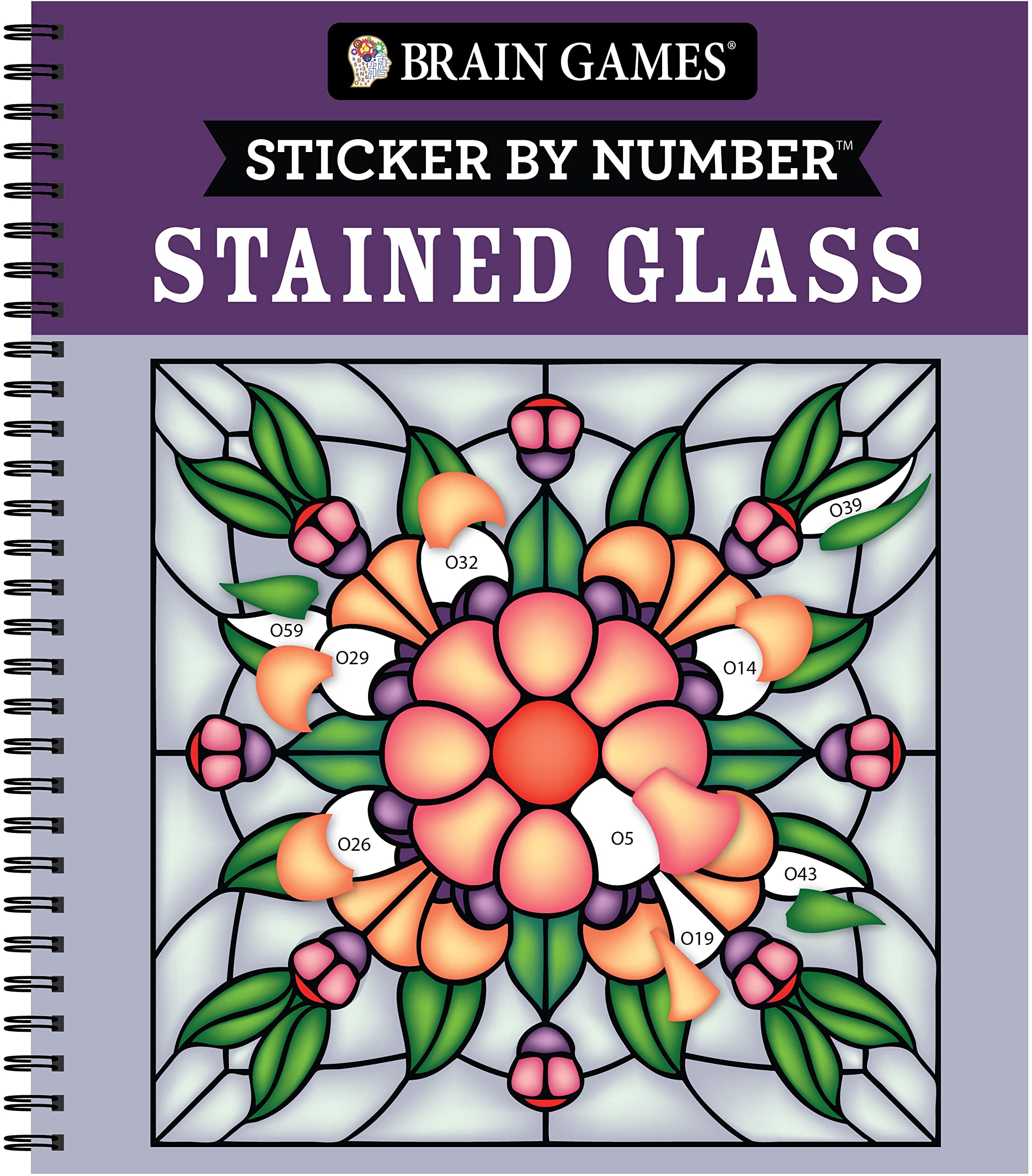 Brain Games - Sticker by Number: Stained Glass (28 Images to Sticker) by Publications International Ltd