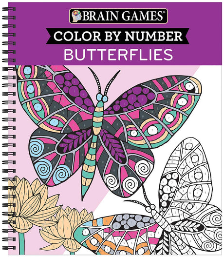 Brain Games - Color by Number: Butterflies -- Publications International Ltd, Spiral