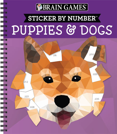 Brain Games - Sticker by Number: Puppies & Dogs - 2 Books in 1 (42 Images to Sticker) -- Publications International Ltd, Spiral