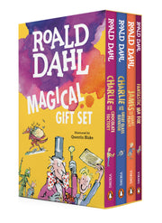 Roald Dahl Magical Gift Set (4 Books): Charlie and the Chocolate Factory, James and the Giant Peach, Fantastic Mr. Fox, Charlie and the Great Glass El by Dahl, Roald