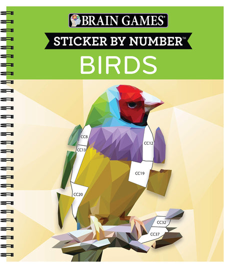 Brain Games - Sticker by Number: Birds (42 Images to Sticker) -- Publications International Ltd, Spiral