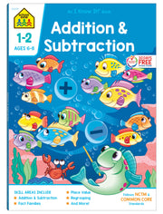School Zone Addition & Subtraction Grades 1-2 Workbook by Zone, School