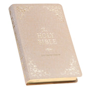 KJV Holy Bible, Standard Size Faux Leather Red Letter Edition - Thumb Index & Ribbon Marker, King James Version, Pearlescent Taupe by Christian Art Gifts
