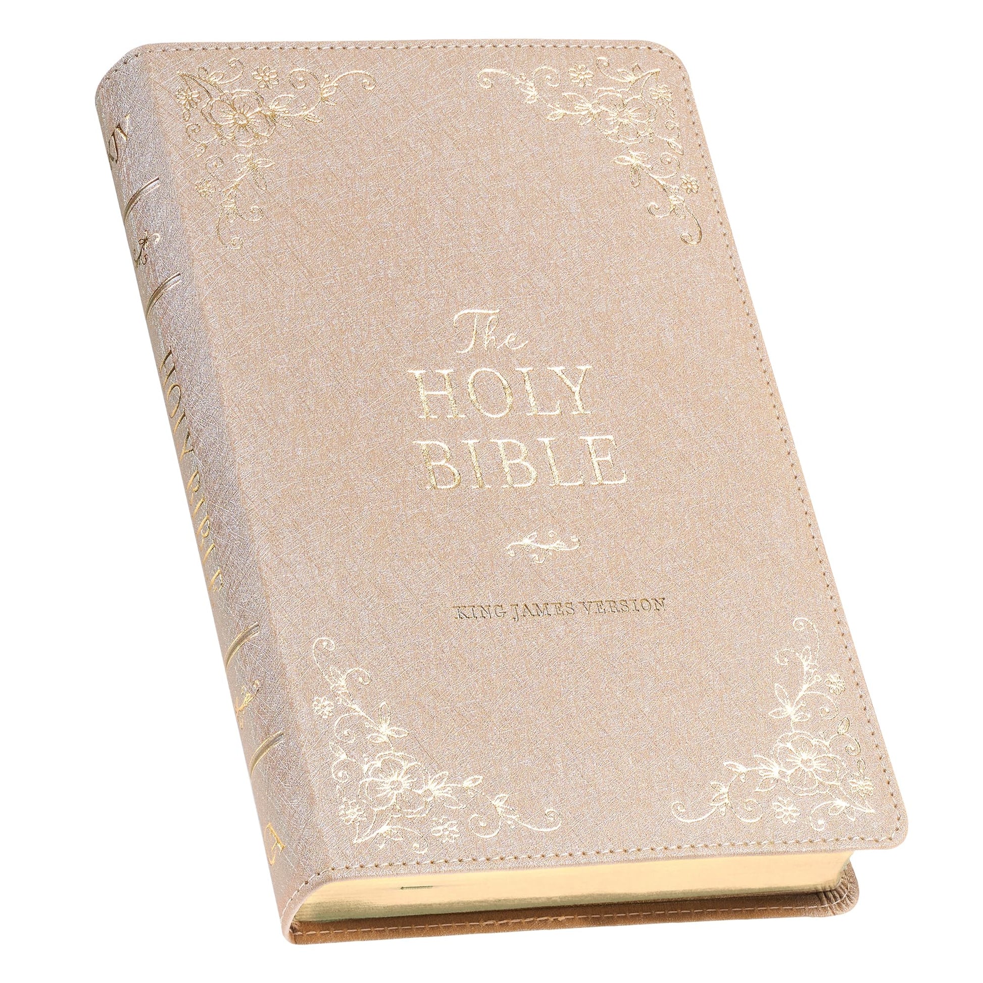 KJV Holy Bible, Standard Size Faux Leather Red Letter Edition - Thumb Index & Ribbon Marker, King James Version, Pearlescent Taupe by Christian Art Gifts