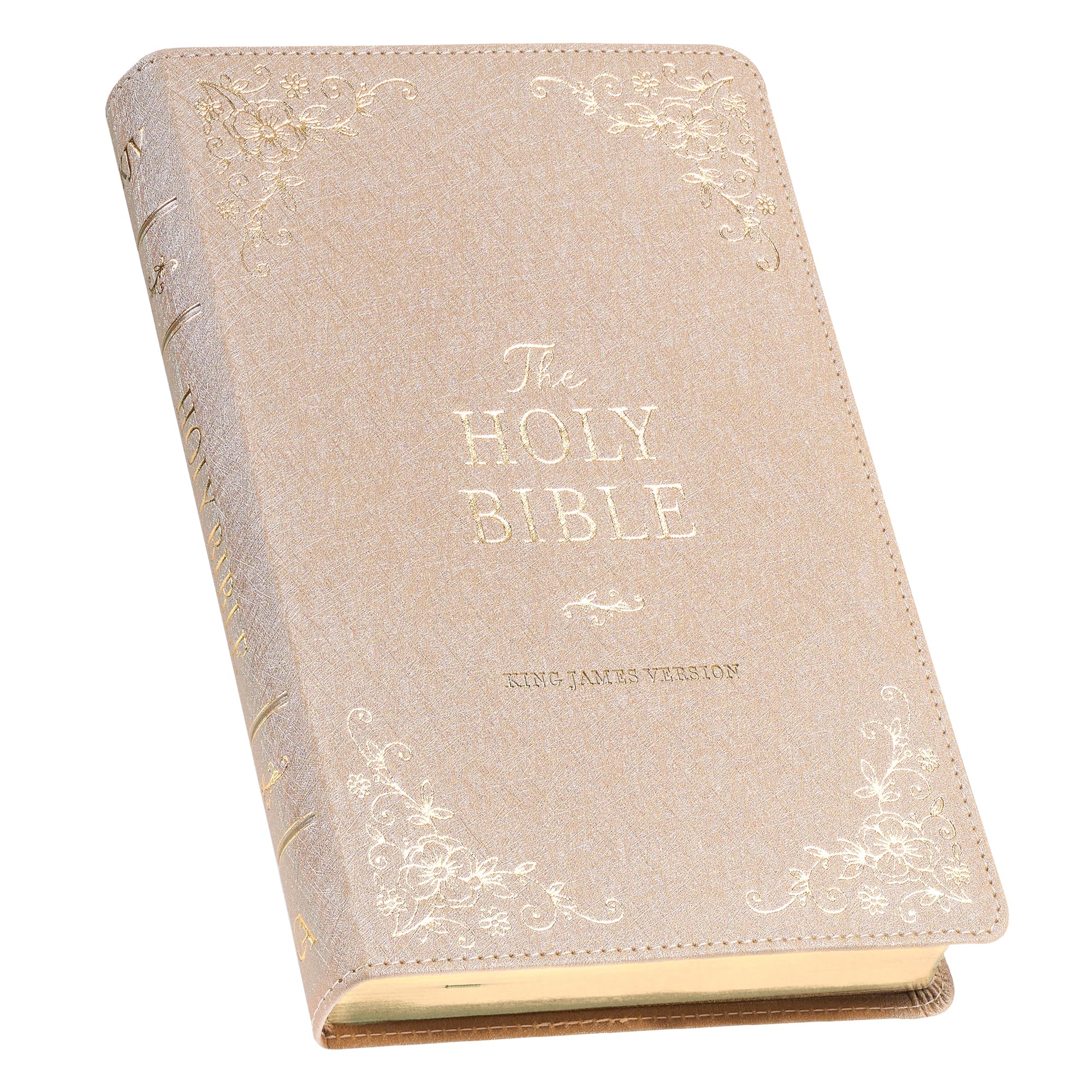 KJV Holy Bible, Standard Size Faux Leather Red Letter Edition - Thumb Index & Ribbon Marker, King James Version, Pearlescent Taupe by Christian Art Gifts