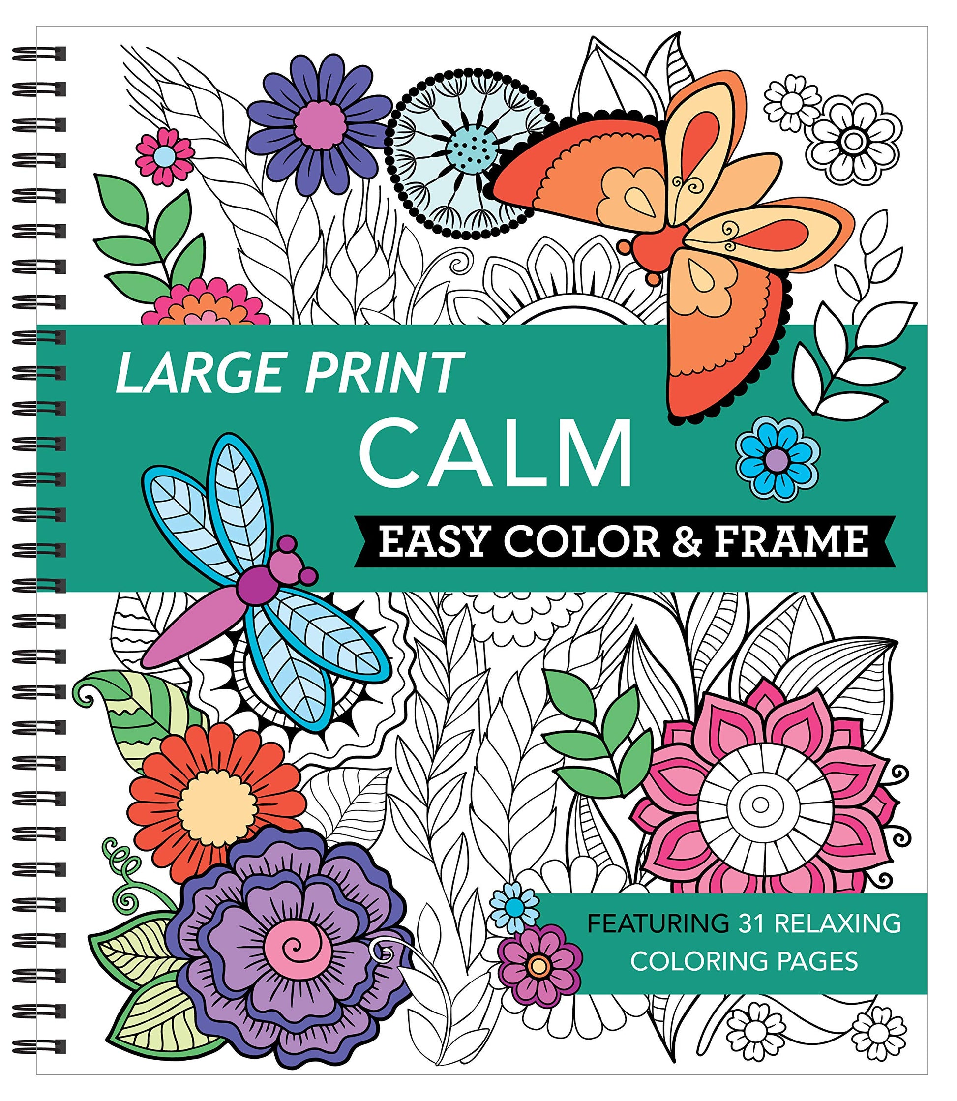 Large Print Easy Color & Frame - Calm (Adult Coloring Book) by New Seasons