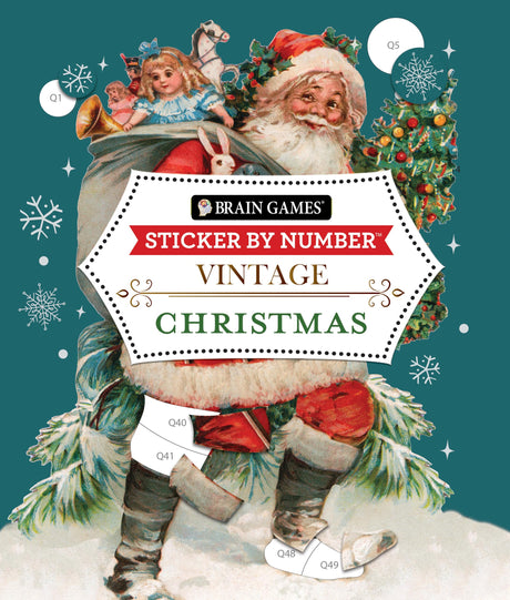 Brain Games - Sticker by Number - Vintage: Christmas (28 Images to Sticker) -- Publications International Ltd, Paperback