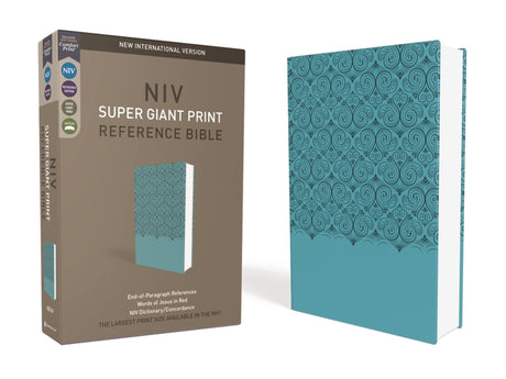 NIV, Super Giant Print Reference Bible, Imitation Leather, Blue, Red Letter Edition -- Zondervan, Bible