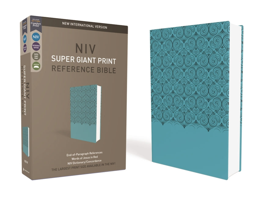 NIV, Super Giant Print Reference Bible, Imitation Leather, Blue, Red Letter Edition -- Zondervan, Bible