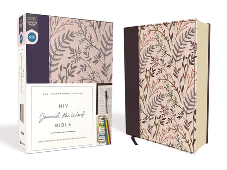 NIV, Journal the Word Bible, Cloth Over Board, Pink Floral, Red Letter Edition, Comfort Print: Reflect, Take Notes, or Create Art Next to Your Favorit -- Zondervan, Bible