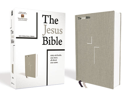 The Jesus Bible, NIV Edition, Cloth Over Board, Gray Linen, Comfort Print -- Passion Publishing, Bible