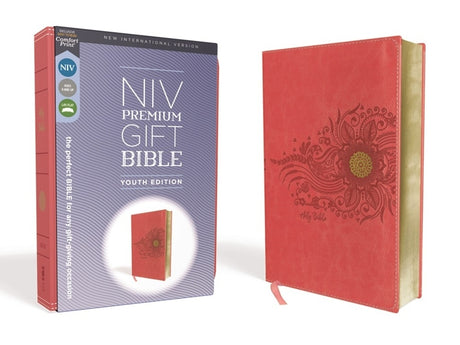Niv, Premium Gift Bible, Youth Edition, Leathersoft, Coral, Red Letter Edition, Comfort Print: The Perfect Bible for Any Gift-Giving Occasion -- Zondervan, Bible