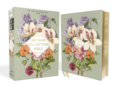 Nasb, Artisan Collection Bible, Leathersoft, Sage Floral, Red Letter Edition, 1995 Text, Comfort Print -- Zondervan, Bible