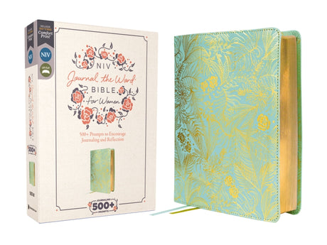 Niv, Journal the Word Bible for Women (Perfect for Note-Taking), Leathersoft, Teal, Red Letter, Comfort Print: 500+ Prompts to Encourage Journaling an -- Zondervan, Bible
