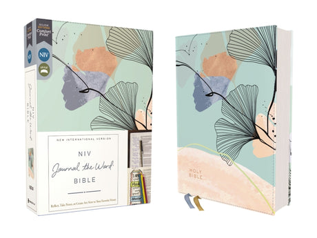 Niv, Journal the Word Bible (Perfect for Note-Taking), Leathersoft, Teal/Floral, Red Letter, Comfort Print: Reflect, Take Notes, or Create Art Next to -- Zondervan, Bible