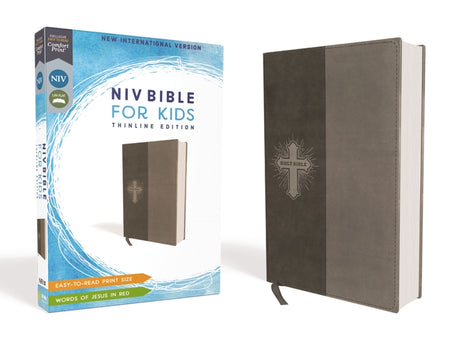 Niv, Bible for Kids, Leathersoft, Gray, Red Letter, Comfort Print: Thinline Edition -- Zondervan, Bible