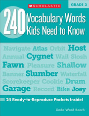 240 Vocabulary Words Kids Need to Know: Grade 3: 24 Ready-To-Reproduce Packets Inside! by Beech, Linda