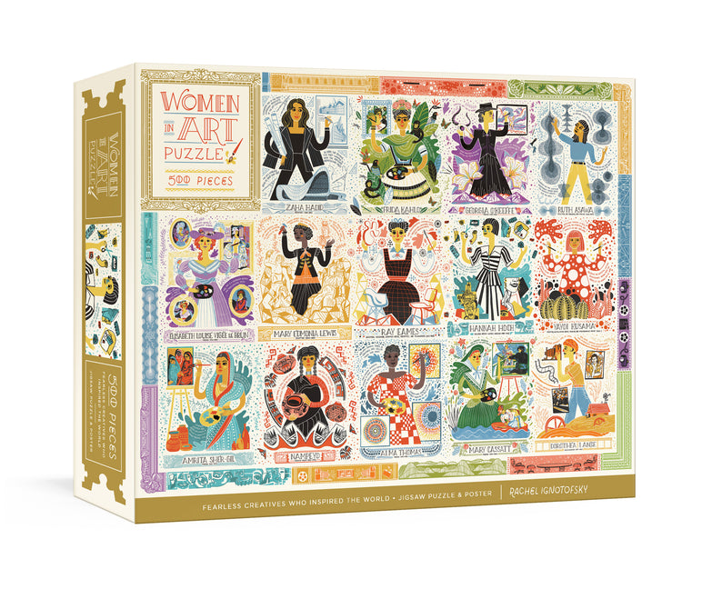 Women in Art Puzzle: Fearless Creatives Who Inspired the World 500-Piece Jigsaw Puzzle and Poster: Jigsaw Puzzles for Adults and Jigsaw Puzzles for Ki -- Rachel Ignotofsky, Board Games