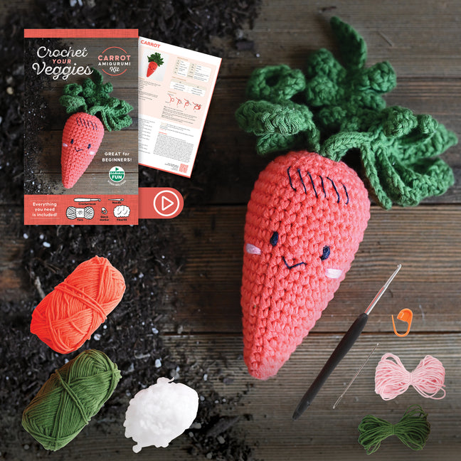 Crochet Your Veggies Amigurumi Kit Carrot: Everything You Need Is Included: 100%-Cotton Yarn, Crochet Hook, Stitch Marker, Tapestry Needle, Fiberfill, -- Schiffer Publishing Ltd, Other