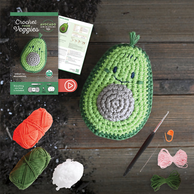 Crochet Your Veggies Amigurumi Kit Avocado: Everything You Need Is Included: 100%-Cotton Yarn, Crochet Hook, Stitch Marker, Tapestry Needle, Fiberfill -- Schiffer Publishing Ltd, Other
