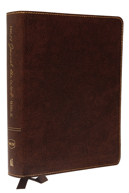 NKJV, Journal the Word Bible, Bonded Leather, Brown, Red Letter Edition, Comfort Print: Reflect, Journal, or Create Art Next to Your Favorite Verses -- Thomas Nelson, Bible