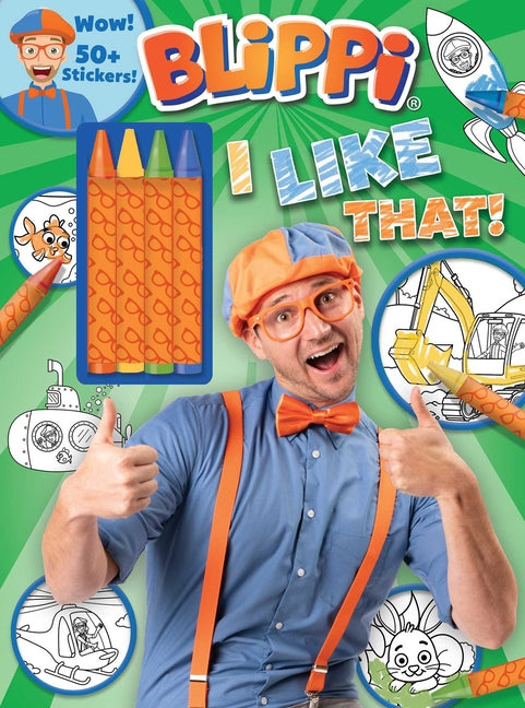 Blippi: I Like That!: Blippi Coloring Book with Crayons [With 50+ Stickers] -- Editors of Studio Fun International, Paperback