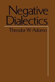Negative Dialectics by Adorno, Theodor Wiesengrund