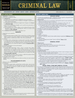 Criminal Law: A Quickstudy Laminated Reference Guide by Lawson, Tamara