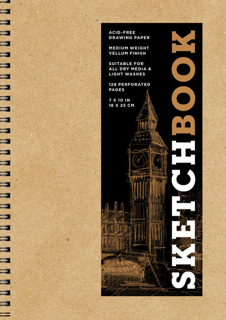 Sketchbook 7 X 10 Kraft Spiral Hardcover Mixed Media Sketchbook for Drawing: Acid-Free Quality Paper (128 Pages) -- Union Square & Co, Spiral