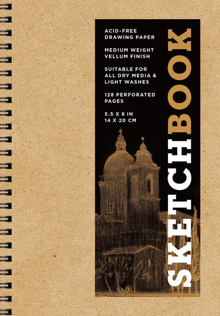 Sketchbook 5.5 X 8 Kraft Spiral Hardcover Mixed Media Sketchbook for Drawing: Acid-Free Quality Paper (128 Pages) -- Union Square & Co, Spiral
