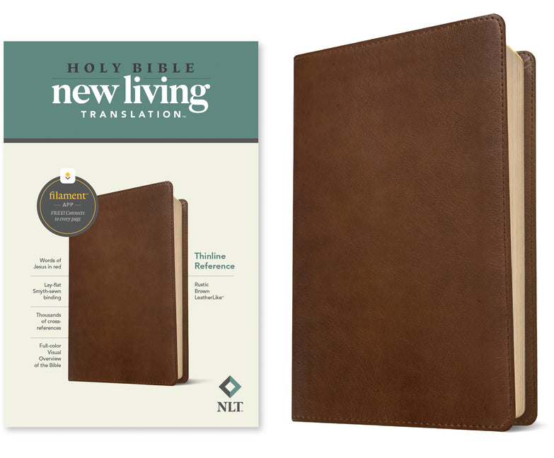 NLT Thinline Reference Bible, Filament Enabled Edition (Red Letter, Leatherlike, Rustic Brown) -- New Living Translation, Bible