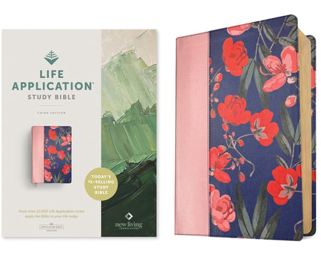 NLT Life Application Study Bible, Third Edition (Leatherlike, Pink Evening Bloom, Red Letter) -- New Living Translation, Bible