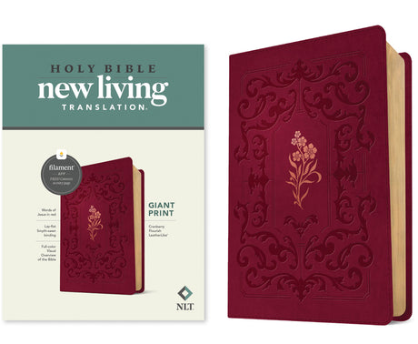 NLT Giant Print Bible, Filament Enabled (Leatherlike, Cranberry Flourish, Red Letter) -- New Living Translation, Bible