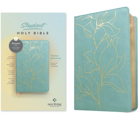 NLT Student Bible, Thinline Reference, Filament Enabled (Leatherlike, Tropical Iris Teal Blue, Red Letter) -- New Living Translation, Bible
