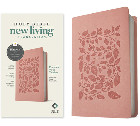 NLT Premium Value Thinline Bible, Filament Enabled (Leatherlike, Dusty Pink Vines) -- New Living Translation, Bible