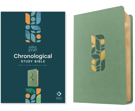NLT One Year Chronological Study Bible (Leatherlike, Sage Green Mosaic) -- New Living Translation, Bible