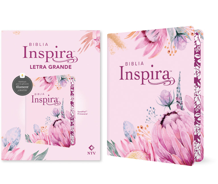 Biblia Inspira Ntv, Letra Grande Con Filament (Sentipiel, Primaveral) -- Nueva Traducción Viviente, Bible