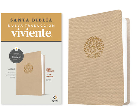 Biblia Valor Prémium Ntv, Letra Grande Con Filament (Sentipiel, Café Claro) -- Tyndale, Bible