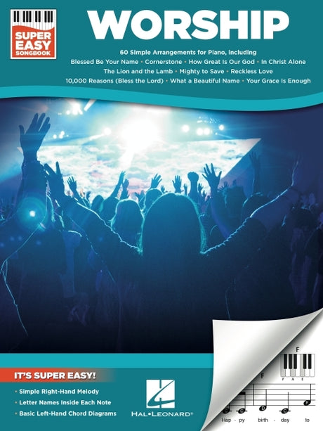 Worship Super Easy Songbook Beginner Sheet Music with Chords and Lyrics Learn 60 Worship Songs Effortlessly Simple Right-Hand Melodies for Church Home -- Hal Leonard Corp, Paperback