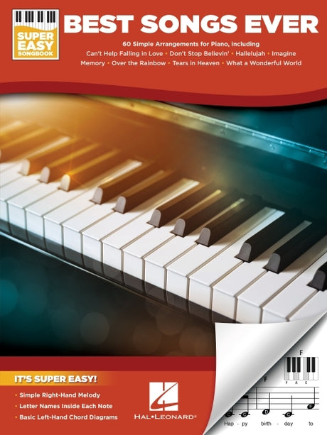 Best Songs Ever Super Easy Piano Songbook - Beginner Piano Book for Adults and Kids with 60 Classic Songs - Piano Sheet Music Book with Lyrics -- Hal Leonard Corp, Paperback