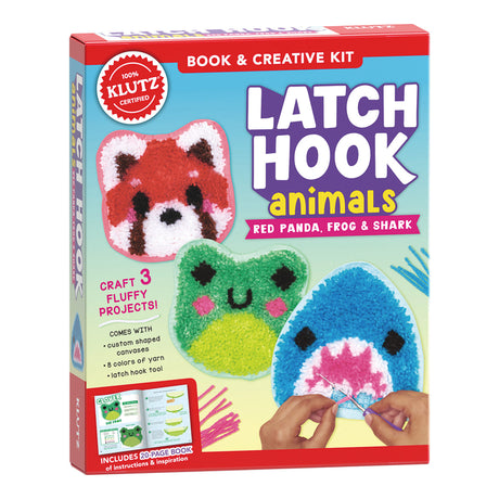 Latch Hook Animals: Red Panda, Frog & Shark -- Klutz, Paperback