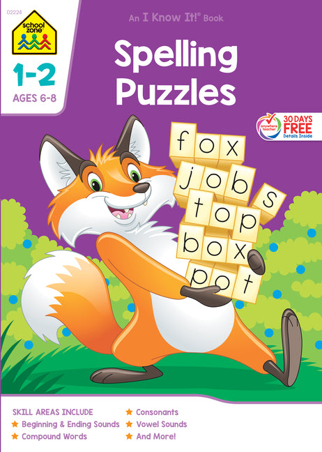 School Zone Spelling Puzzles Grades 1-2 Workbook by Zone, School