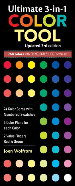 Ultimate 3-In-1 Color Tool: -- 24 Color Cards with Numbered Swatches -- 5 Color Plans for Each Color -- 2 Value Finders Red & Green by Wolfrom, Joen