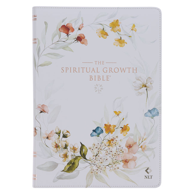 Nlt, the Spiritual Growth Bible (Faux Leather, Cream Floral Printed) -- Christian Art Gifts, Bible