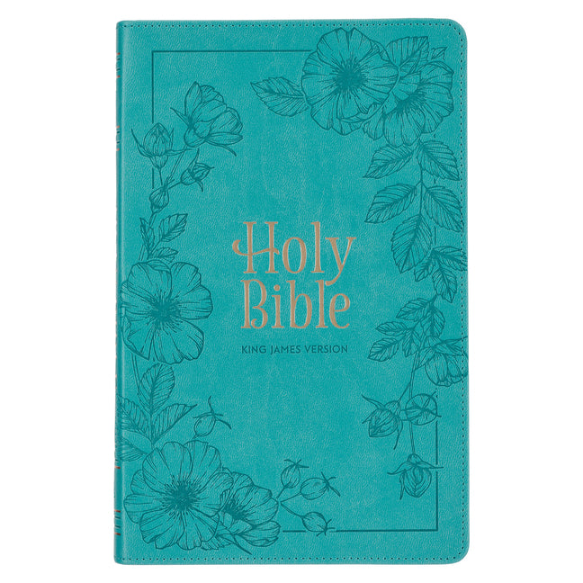 KJV Bible Deluxe Gift (Faux Leather, Teal Floral W/Zipper) -- Christian Art Gifts, Bible
