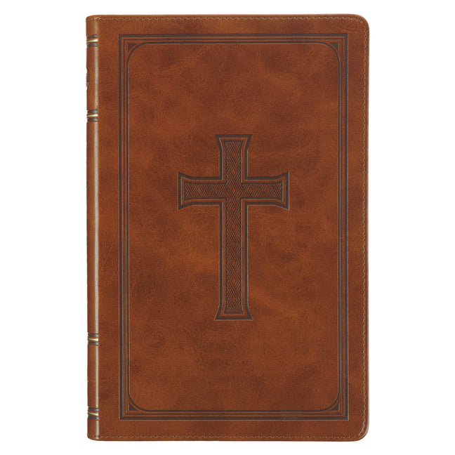 KJV Bible Deluxe Gift (Faux Leather, Tan Cross) -- Christian Art Gifts, Bible