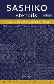 Sashiko Stencils, Traditional Collection: 9 Embroidery Designs 3" X 5", Accurate Stitches & Spacing Every Time by Pippen, Sylvia