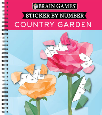 Brain Games - Sticker by Number: Country Garden (13 Images to Sticker) -- Publications International Ltd, Spiral