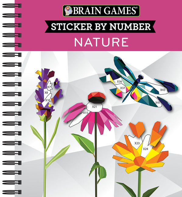 Brain Games - Sticker by Number: Nature - 2 Books in 1 (42 Images to Sticker) -- Publications International Ltd, Spiral